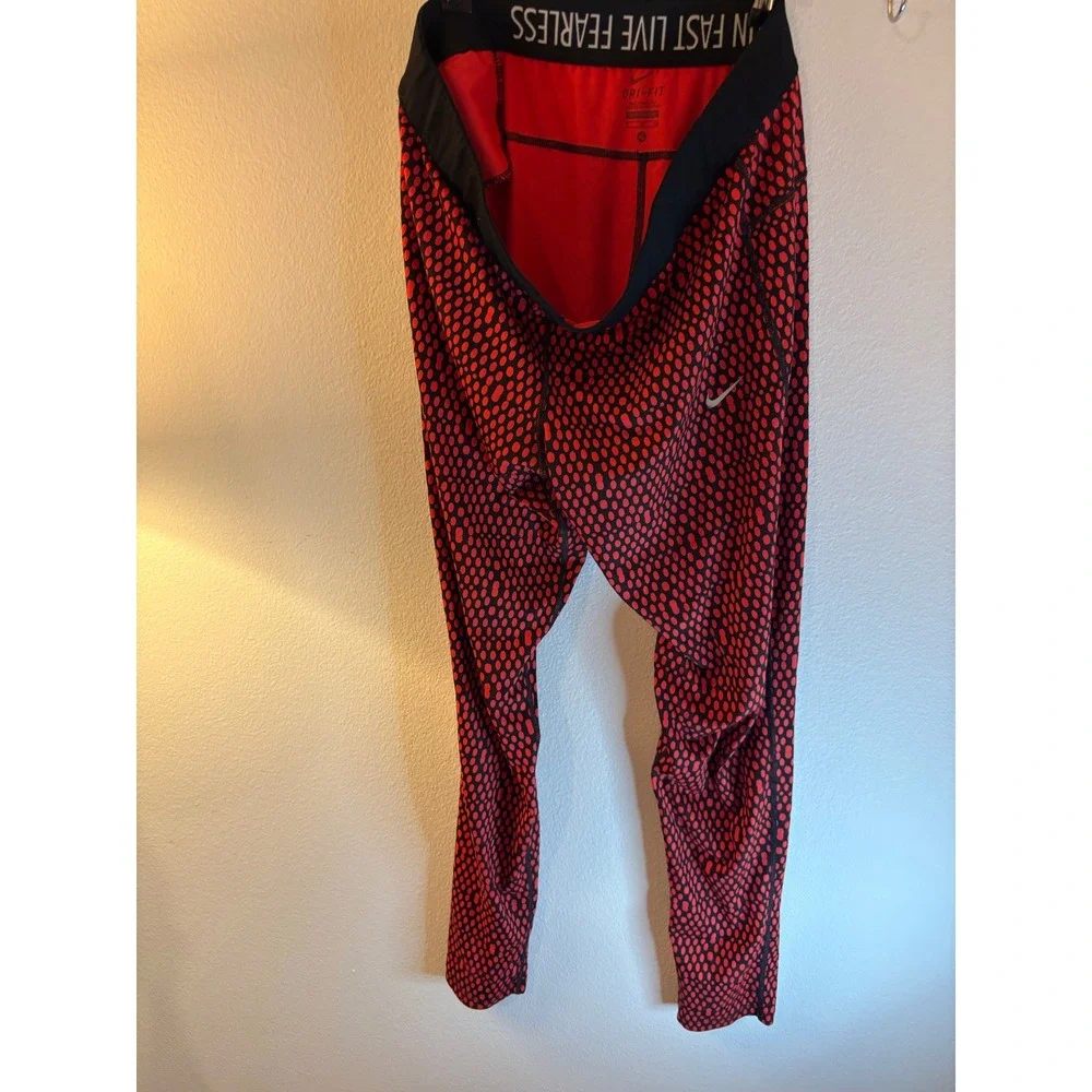 Nike Dri-FIT Leggings mens XL‎ Red Black Dotted Fast Live Fearless Tights